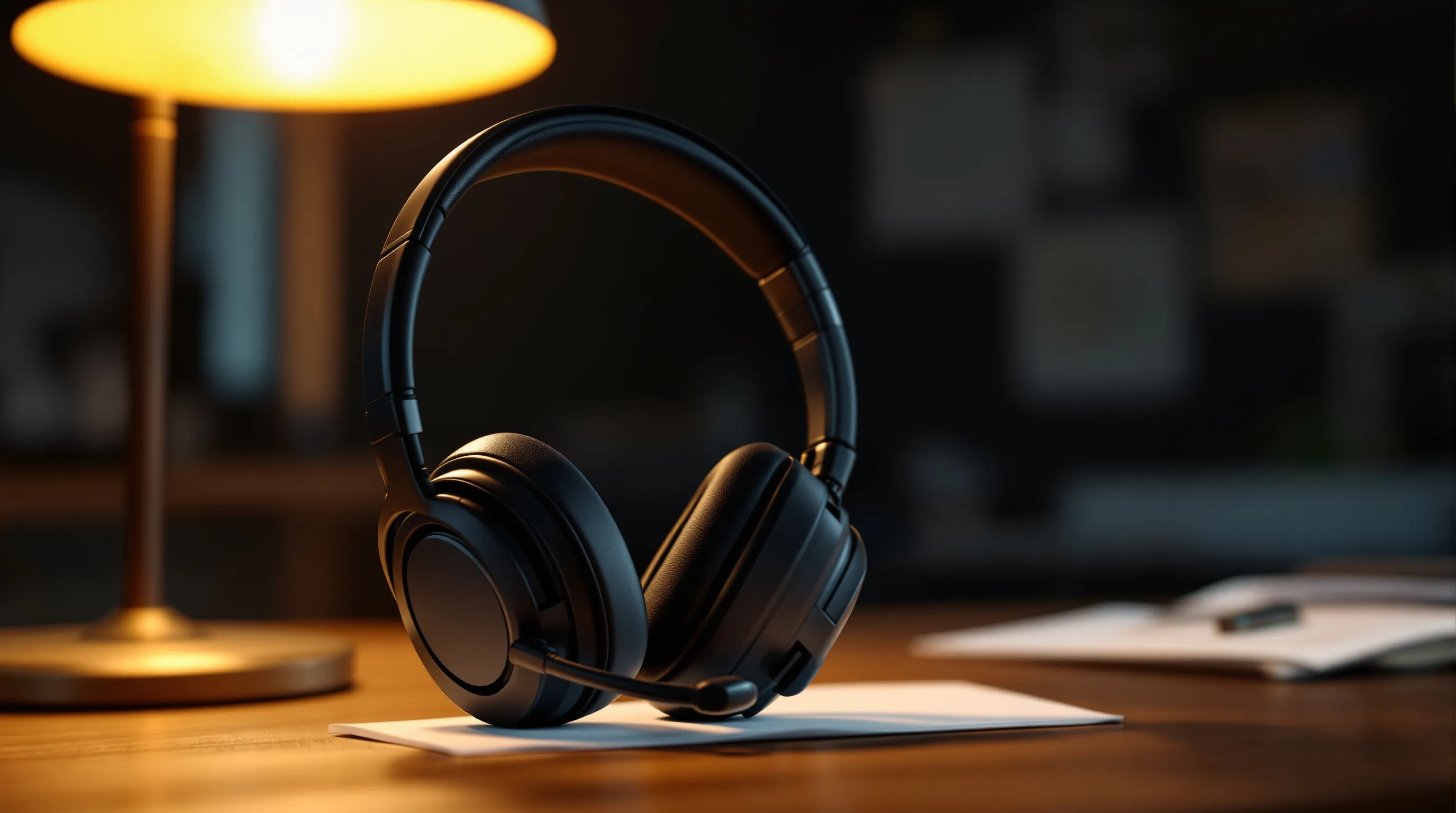 A headset at rest on a desk representing archived support conversations