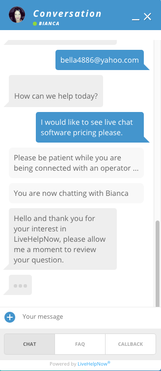 Live Chat Window With Profile Photo