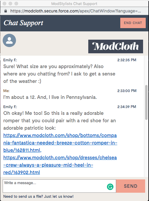 Modcloth Live Chat