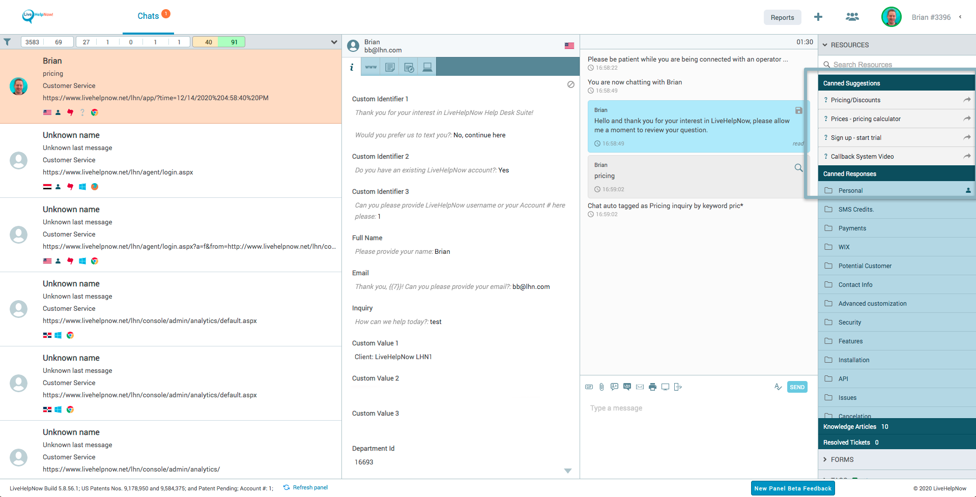 canned responses new user panel