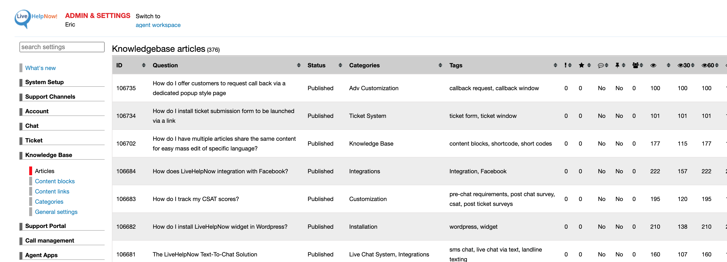 Track customer conversations with chat & ticket tagging