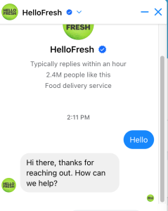 HelloFresh Customer Service, Facebook 
